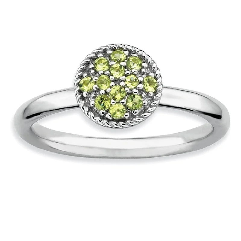 Ladies rings luxurious designs-Silver Stackable Round 1/5 Cttw Peridot Ring