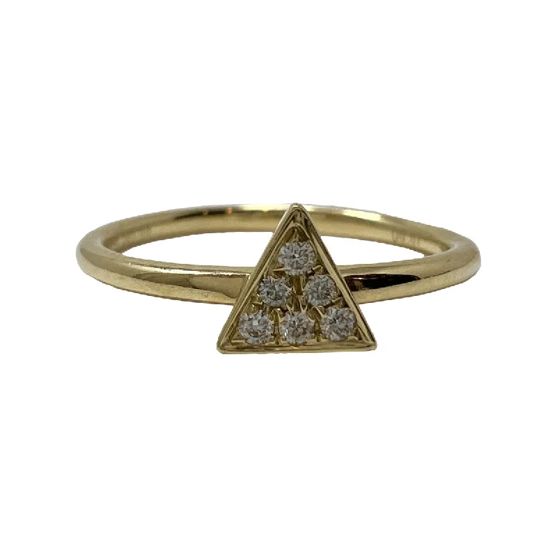 Ladies rings ruby gems-14K Gold Ring with Triangular Shaped Pave Diamond Embellished Center Piece