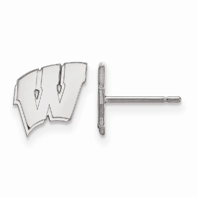 Ladies earrings online deals-14k White Gold University of Wisconsin XS (Tiny) 'W' Post Earrings