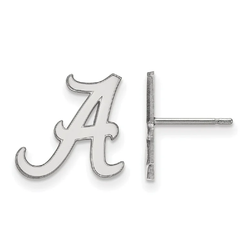 Ladies earrings geometric shapes-10k White Gold University of Alabama Small Post Earrings