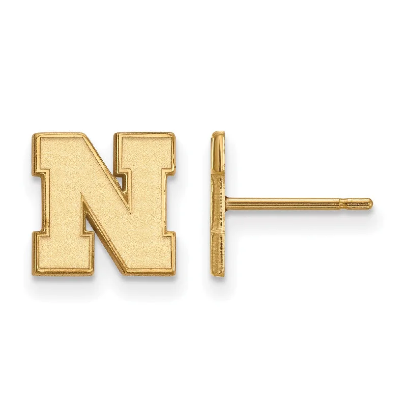 Ladies earrings retro charm-14k Yellow Gold University of Nebraska XS (Tiny) Post Earrings