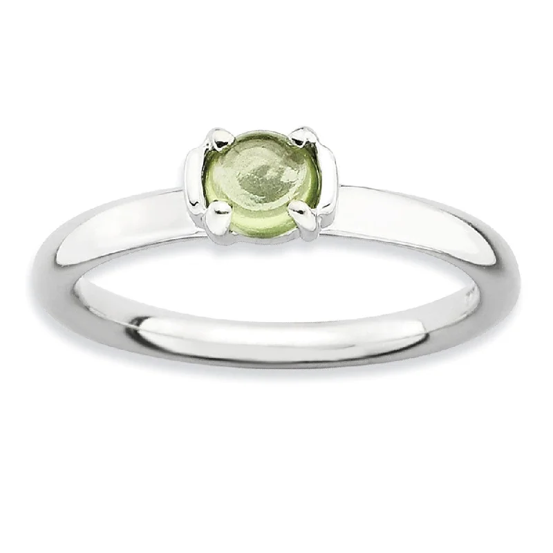 Ladies rings retail stores-Silver Stackable 1/2 Carat Peridot Cabochon Ring