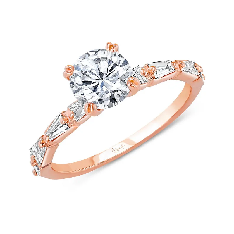 Ladies engagement rings holiday specials-Uneek Us Collection Round Diamond Engagement Ring with Tapered Baguette Diamond Accents