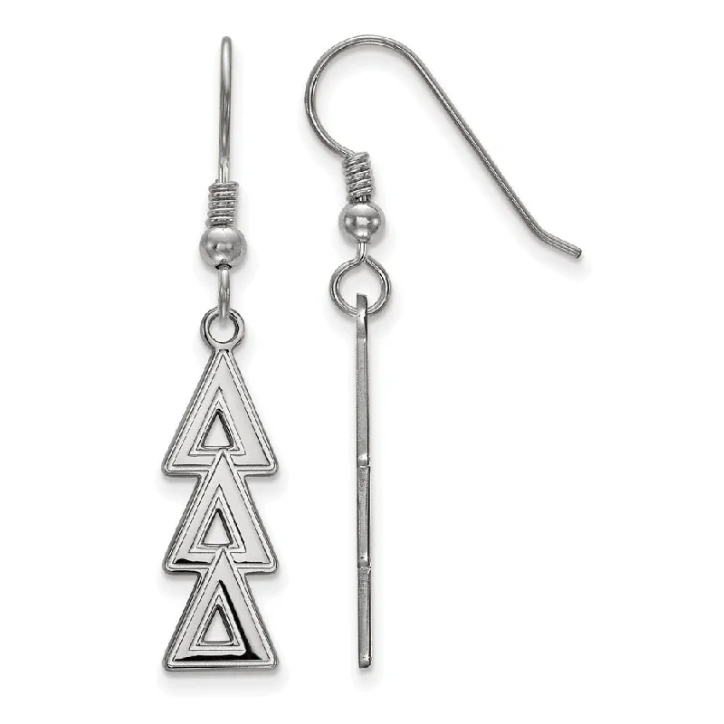 Ladies earrings cultural flair-Sterling Silver Delta Delta Delta Dangle Medium Earrings