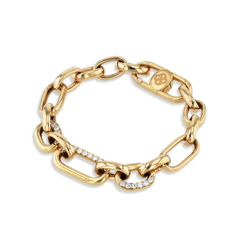 Ladies bracelets gold designs-Yellow Gold Pave Diamond Chain Bracelet