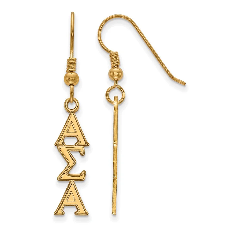 Ladies earrings buyer feedback-14K Plated Silver Alpha Sigma Alpha Dangle Medium Earrings