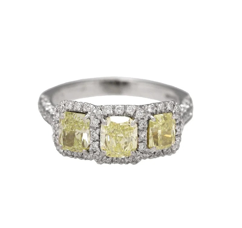 Ladies engagement rings three-stone-Elegant Ladies Piranesi 1.85 CT Yellow Canary Radiant Diamond Engagement Ring