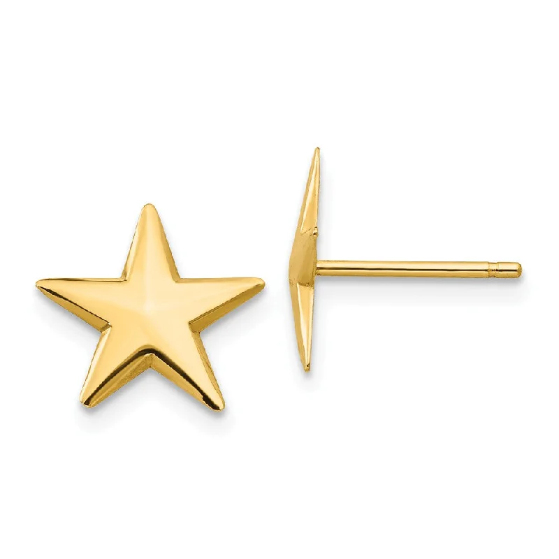 Ladies earrings high-end labels-11mm Nautical Star Post Earrings in 14k Yellow Gold