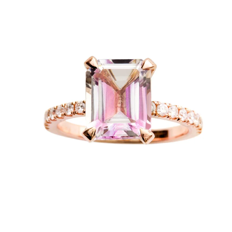 Ladies engagement rings princess cut-Topaz Engagement Ring Rose Gold, White, Pink