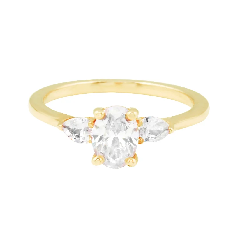 Ladies engagement rings buying guide-Solitaire and Pear Side Diamond Engagement Ring