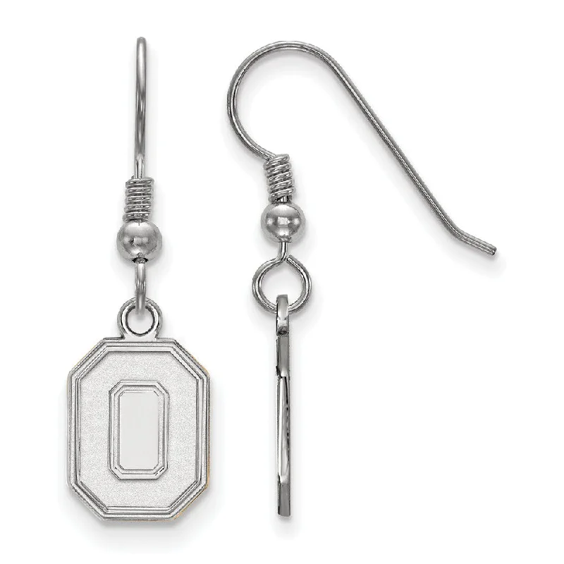 Ladies earrings engagement gifts-Sterling Silver Ohio State University Small Initial O Dangle Earrings