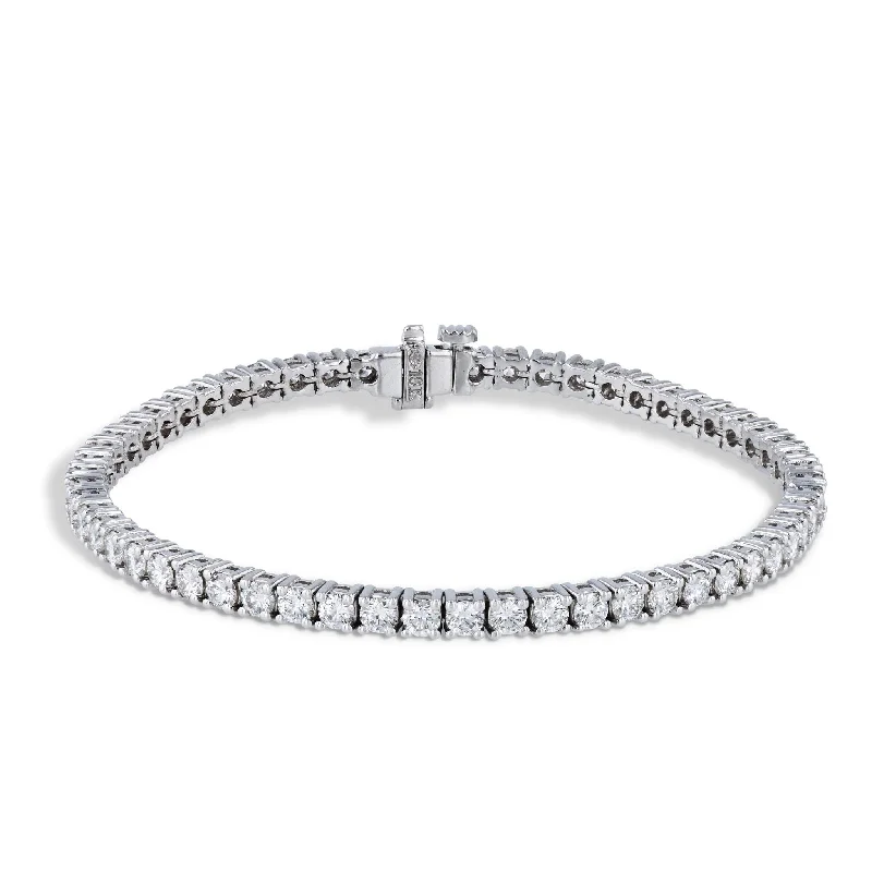 Ladies bracelets friend bands-Round Brilliant Diamond White Gold Tennis Bracelet