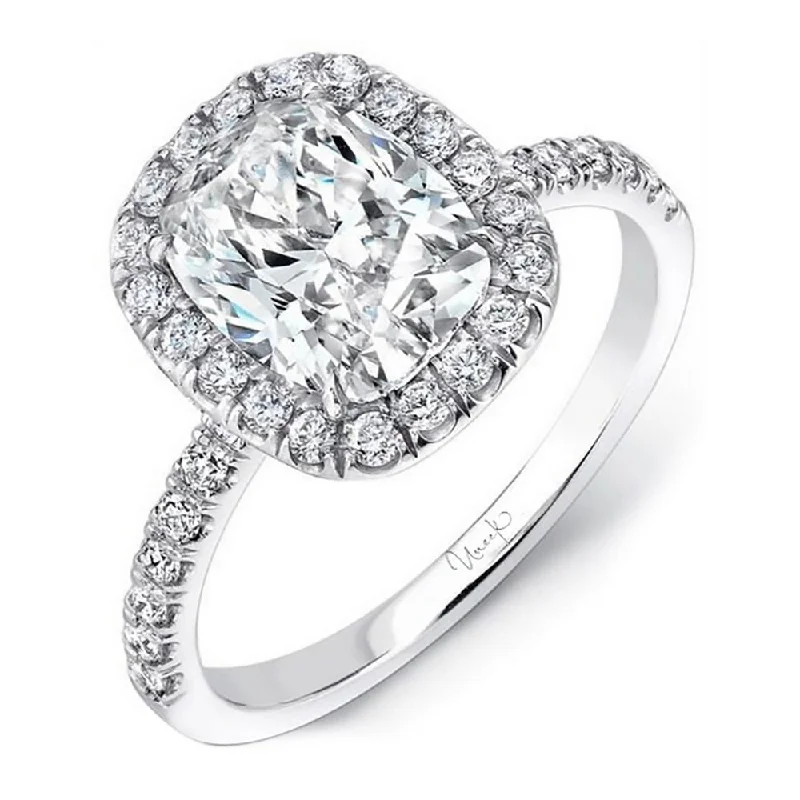 Ladies engagement rings natural stones-Uneek Unity Collection Halo Cushion Cut Engagement Ring