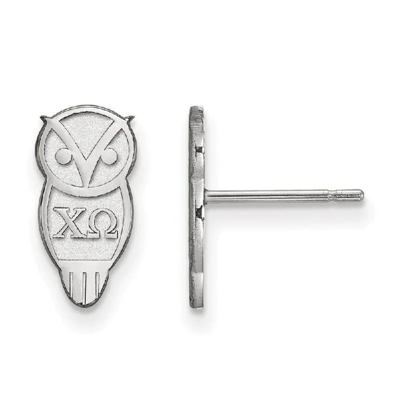 Ladies earrings standout pieces-Sterling Silver Chi Omega XS Greek Owl Post Earrings