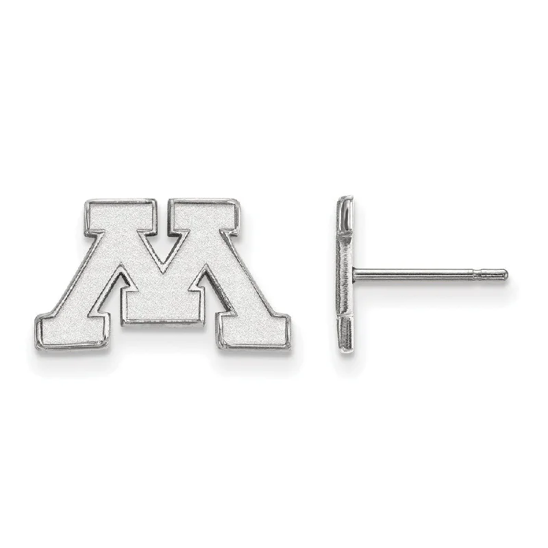 Ladies earrings timeless classics-14k White Gold University of Minnesota XS (Tiny) Post Earrings