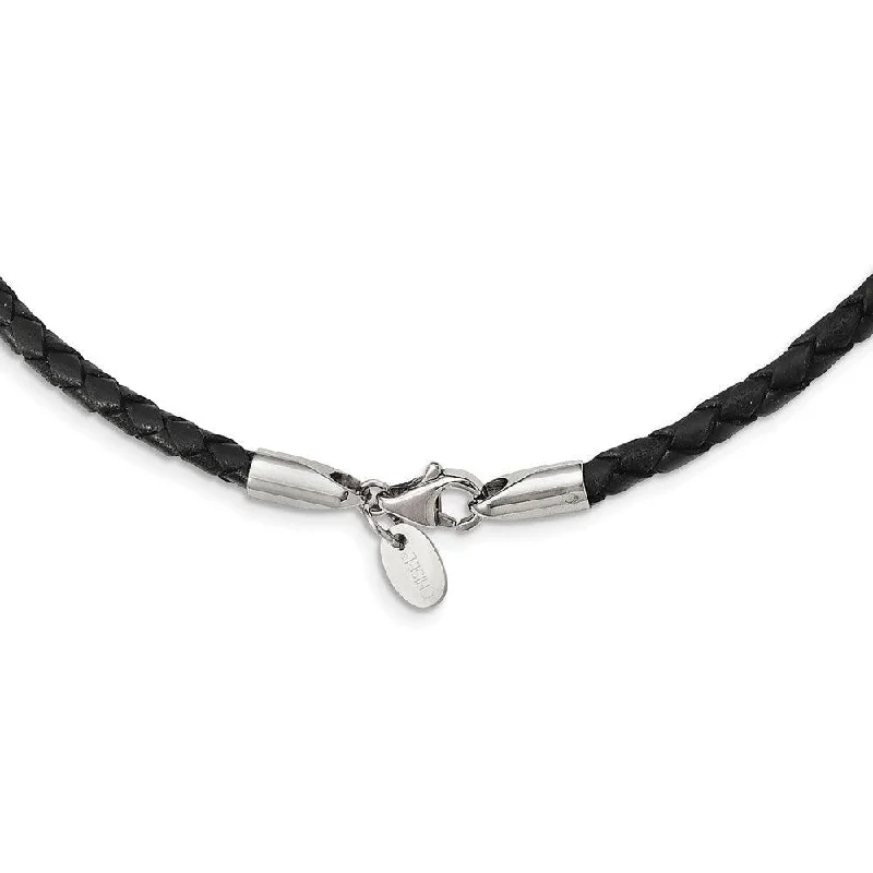 Ladies necklaces promo deals-4.0mm Genuine Leather Weave Necklace