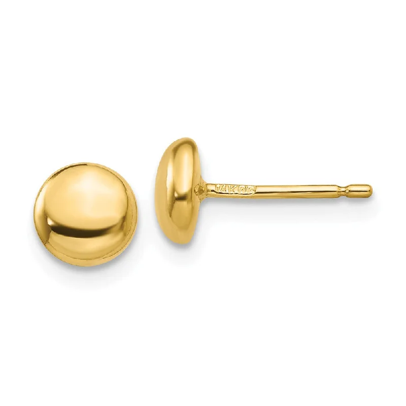 Ladies earrings budget picks-5mm Polished Half Ball Post Earrings in 14k Yellow Gold