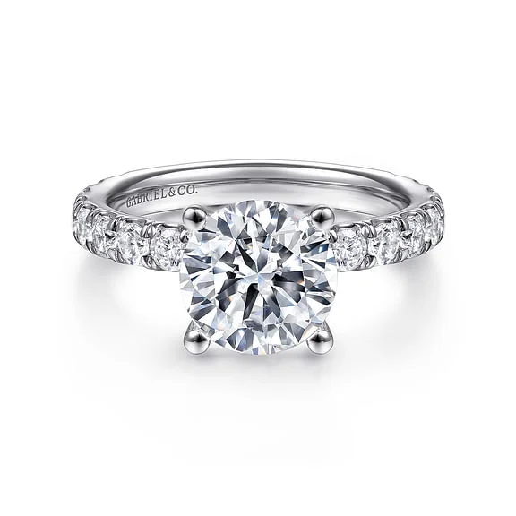 Ladies engagement rings dream designs-14K White Gold Round Diamond Engagement Ring