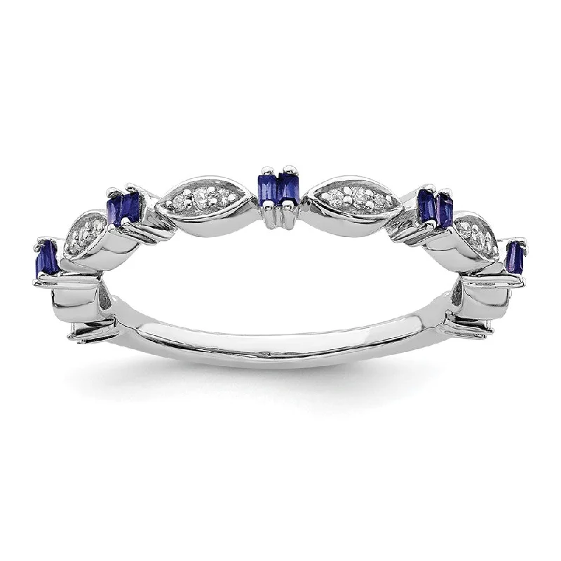 Ladies rings animal themes-2.5mm Sterling Silver, Lab Created Sapphire & Diamond Stack Band