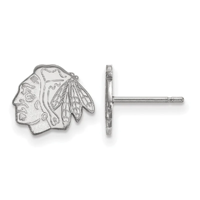 Ladies earrings birthday treats-14k White Gold NHL Chicago Blackhawks XS Post Earrings