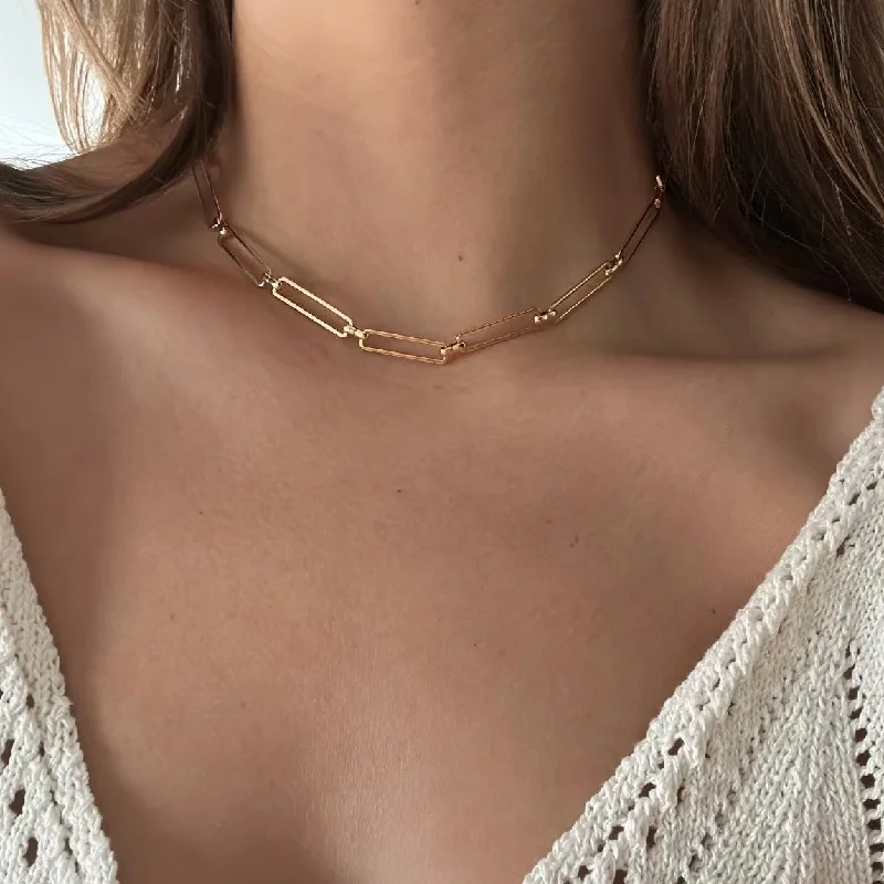 Ladies necklaces best brands-MYA RECTANGLE CHAIN  LINK NECKLACE