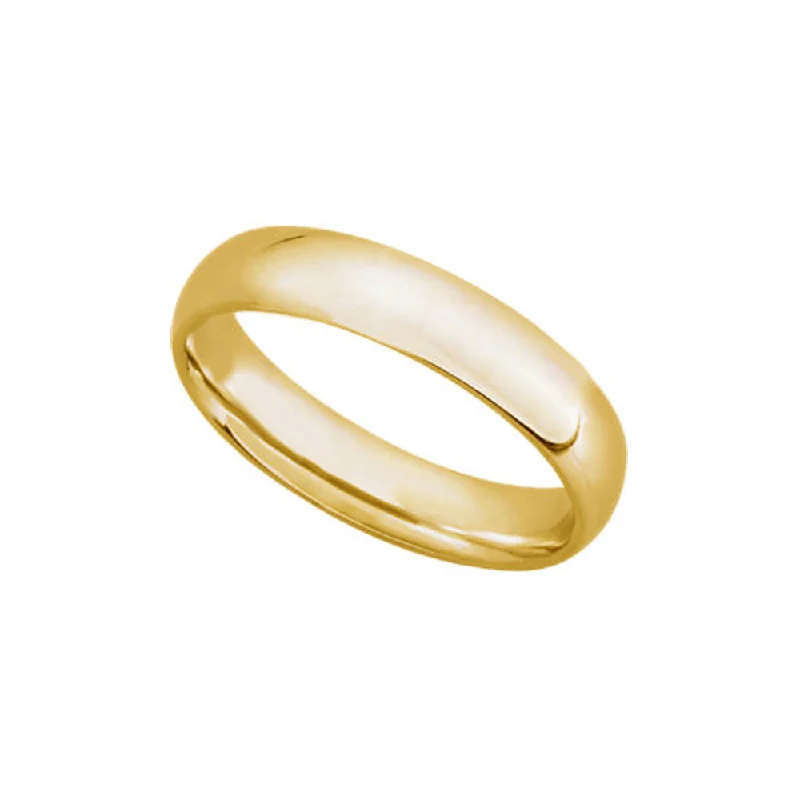 Ladies rings group designs-4mm Light Domed Comfort Fit Wedding Band in 10k Yellow Gold