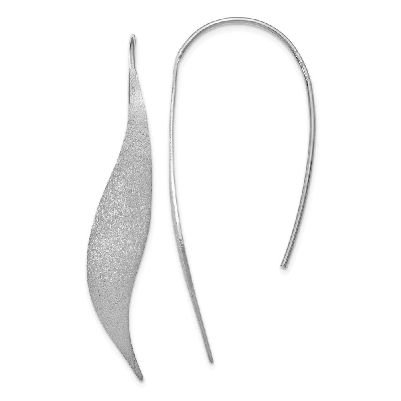 Ladies earrings online deals-Brushed Ribbon Threader Earrings in Sterling Silver, 50mm (1 7/8 in)