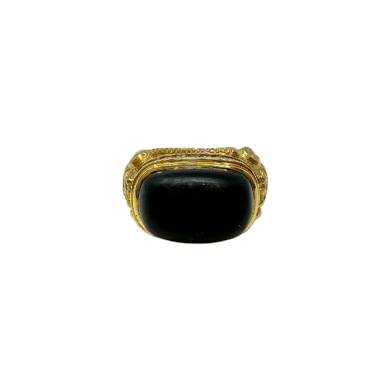 Ladies rings sapphire stones-M. Stowe 18K Matte Finished Gold Ring with Onyx  and Diamonds