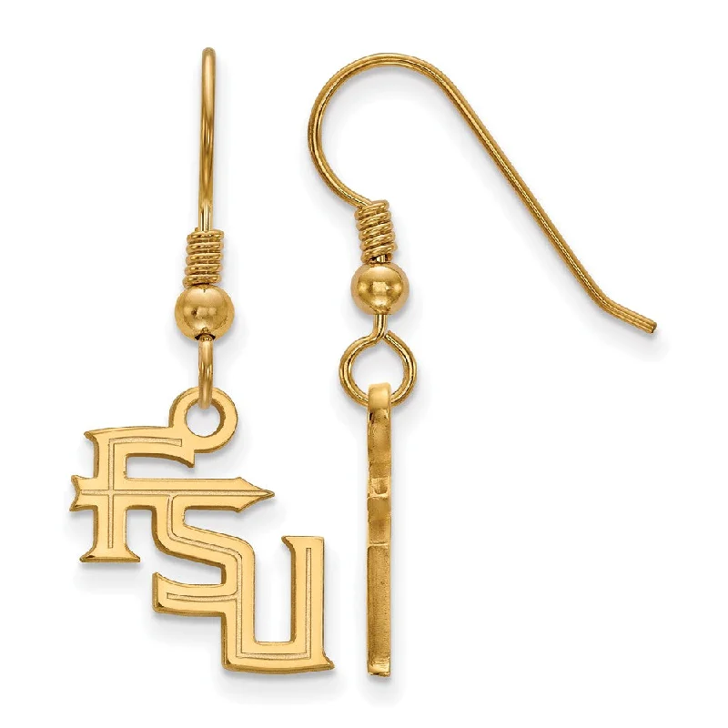 Ladies earrings sleek modern-14k Gold Plated Silver Florida State Univ. SM 'FSU' Dangle Earrings