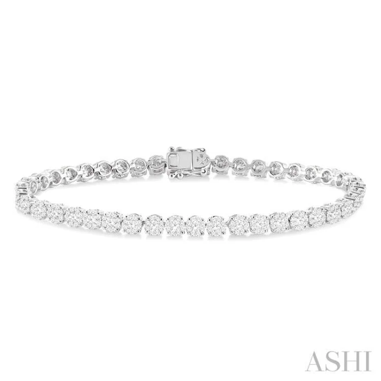 Ladies bracelets shop finds-3 Ctw Round Cut Lovebright Diamond Bracelet in 14K White Gold