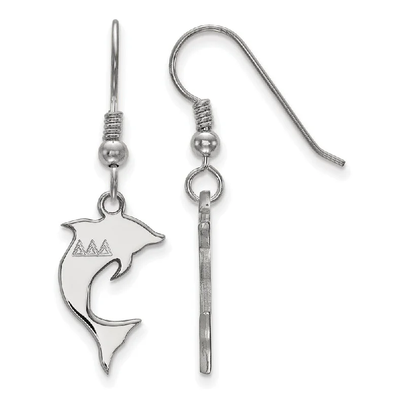 Ladies earrings youthful looks-Sterling Silver Delta Delta Delta Small Dangle Earrings