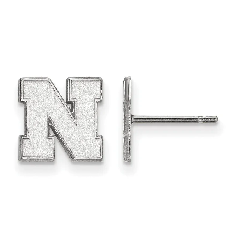 Ladies earrings standout pieces-10k White Gold University of Nebraska XS (Tiny) Post Earrings