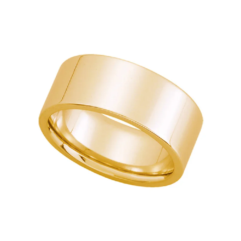 Ladies rings engagement choices-8mm Flat Comfort Fit Wedding Band in 10k Yellow Gold