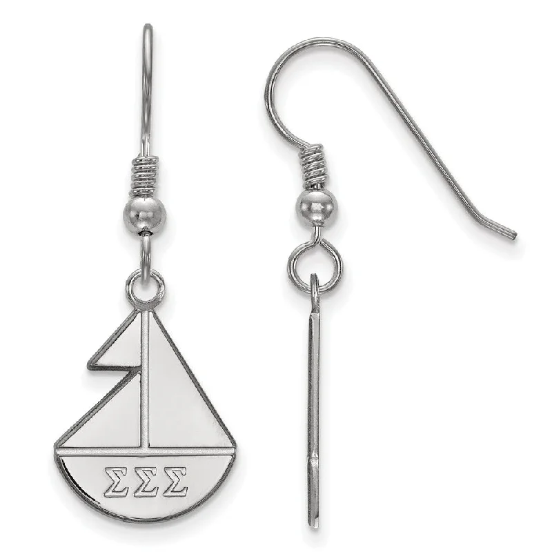 Ladies earrings heartfelt keepsakes-Sterling Silver Sigma Sigma Sigma Small Dangle Earrings