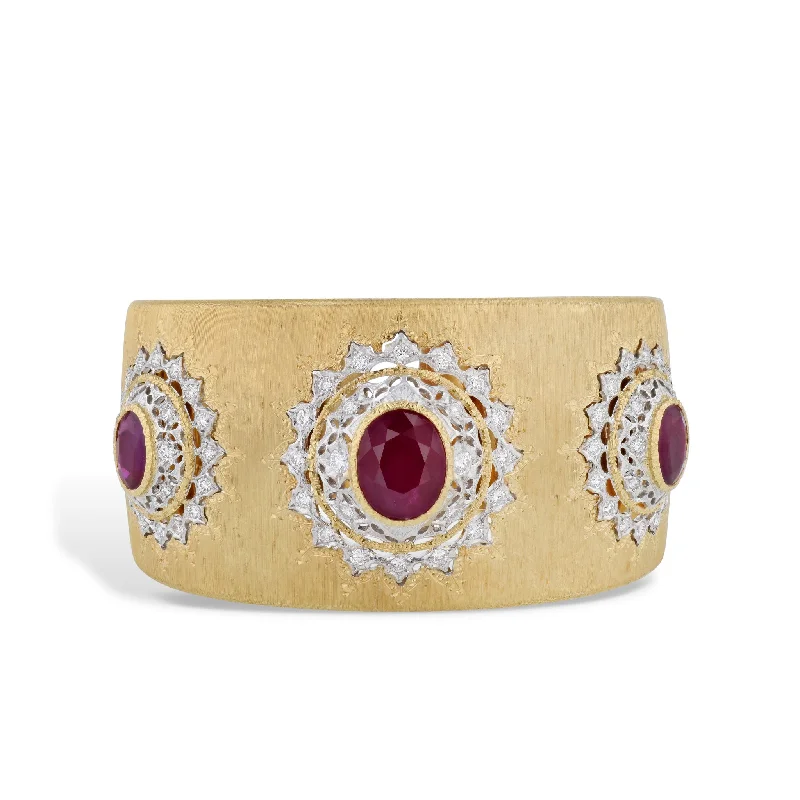 Ladies bracelets budget picks-Buccellati Ruby Yellow and White Gold Estate Bracelet