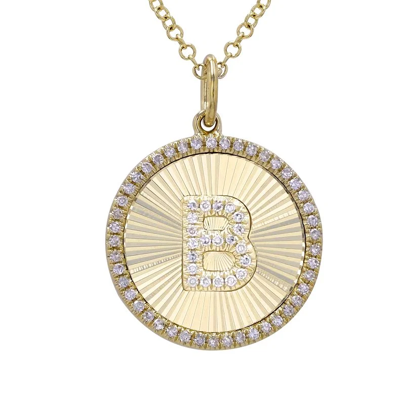 Ladies necklaces web stores-FLUTED  INITIAL DISC NECKLACE