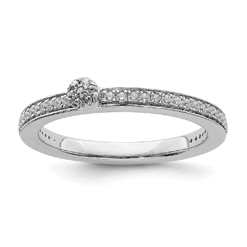 Ladies rings unique finds-14k White Gold, White Topaz & 1/8 Ctw Diamond Stackable Ring