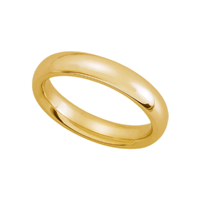 Ladies rings friendship rings-4mm Domed Comfort Fit Wedding Band in 14k Yellow Gold