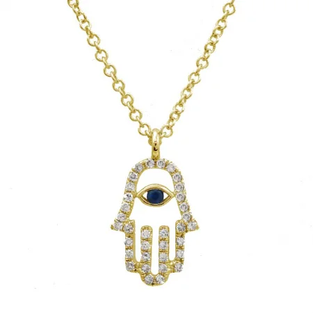 Ladies necklaces dark charm-NOA HAMSA PENDANT NECKLACE