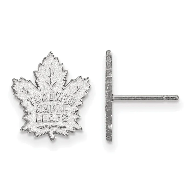 Ladies earrings tiny studs-10k White Gold NHL Toronto Maple Leafs Small Post Earrings