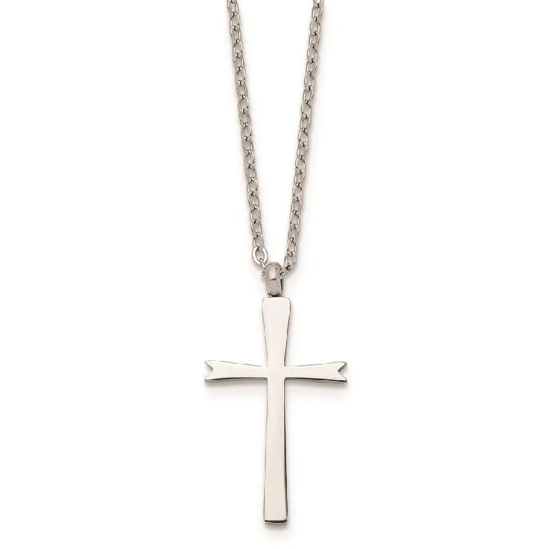 Ladies necklaces shopping sites-Stainless Steel Polished Cross Necklace