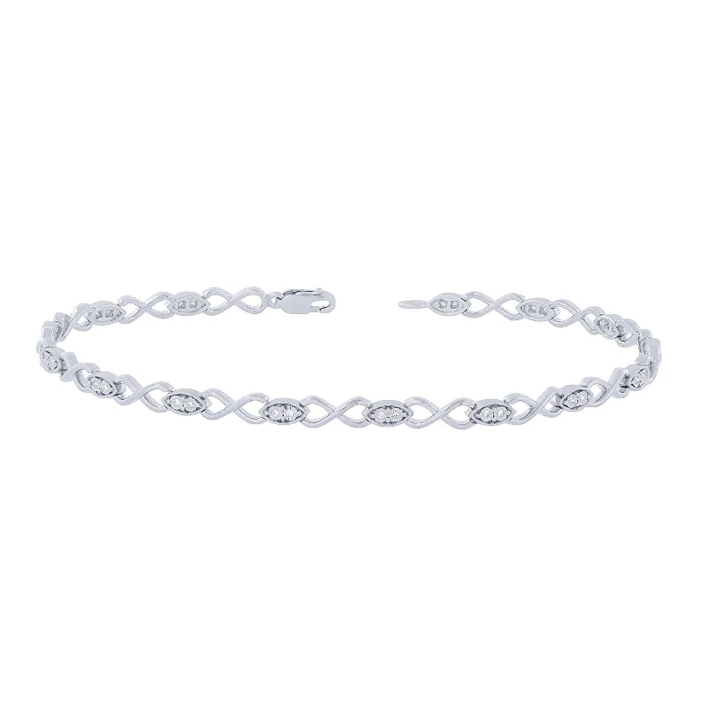 Ladies bracelets friend bands-Sterling Silver 0.12Ctw Infinity Bracelet