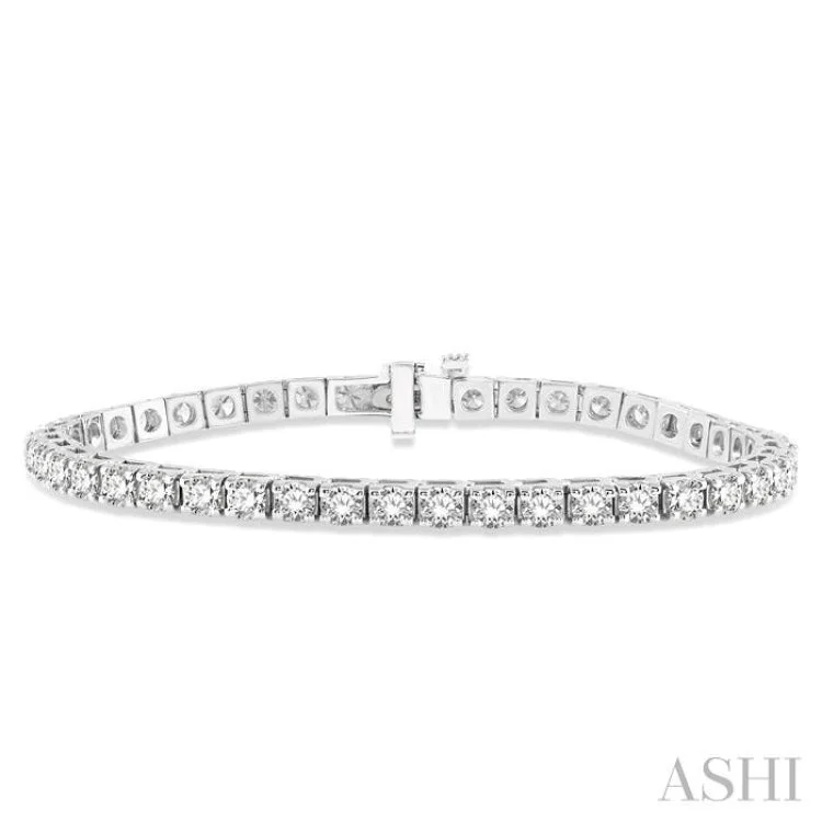 Ladies bracelets chain styles-7 Ctw Square Shape Round Cut Diamond Tennis Bracelet in 14K White gold