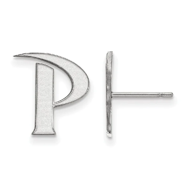 Ladies earrings hot picks-10k White Gold Pepperdine University Small Post Earrings