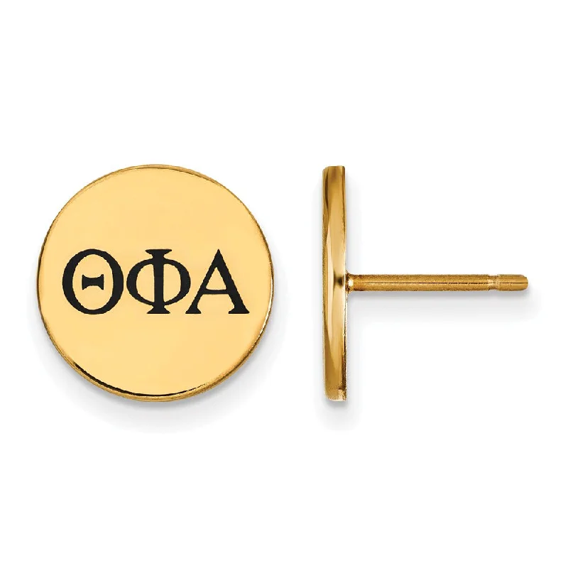 Ladies earrings memory value-14K Plated Silver Theta Phi Alpha Black Enamel Post Earrings