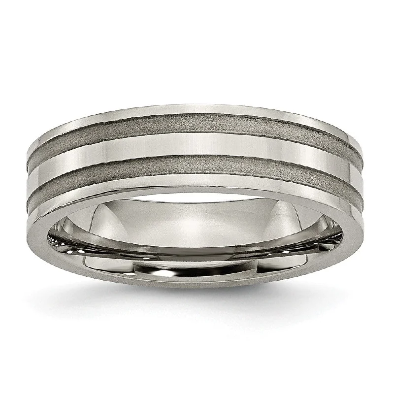 Ladies rings bohemian charm-Titanium, 6mm Dual Finished Unisex Standard Fit Band