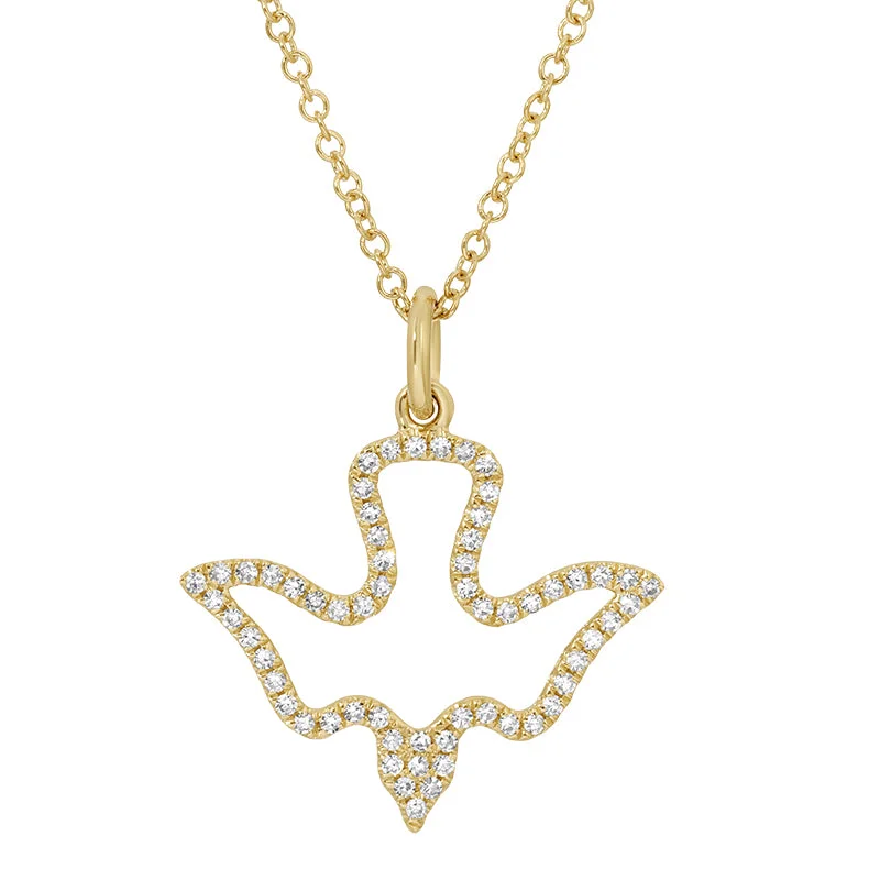 Ladies necklaces name engravings-COLEY OPEN DIAMOND DOVE NECKLACE