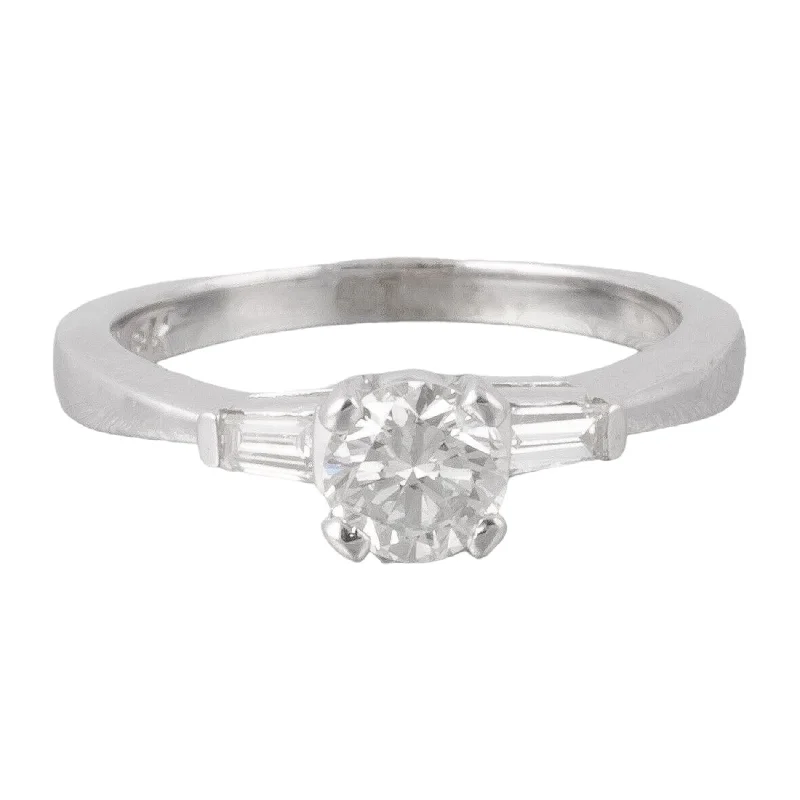 Ladies engagement rings natural stones-18k White Gold Solitaire Diamond Engagement Ring 0.63ctw I VS2 Size 4.75