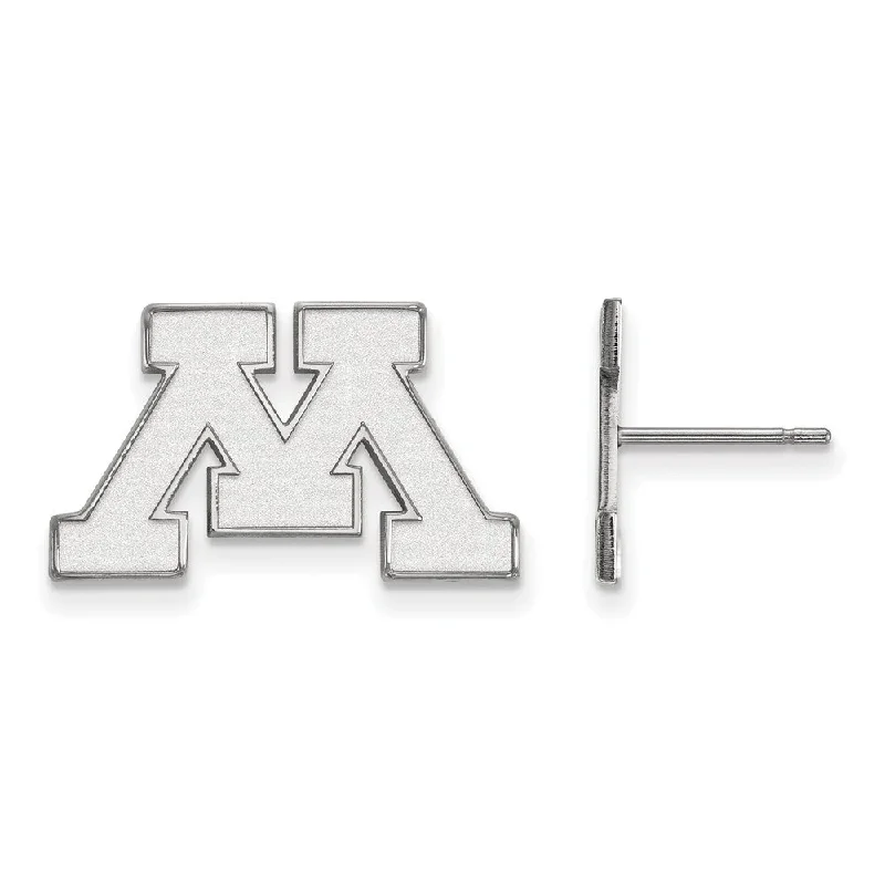 Ladies earrings stylish trends-10k White Gold University of Minnesota Small Post Earrings