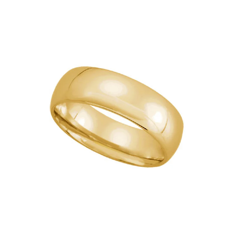 Ladies rings sentimental value-6mm Light Domed Comfort Fit Wedding Band in 14k Yellow Gold